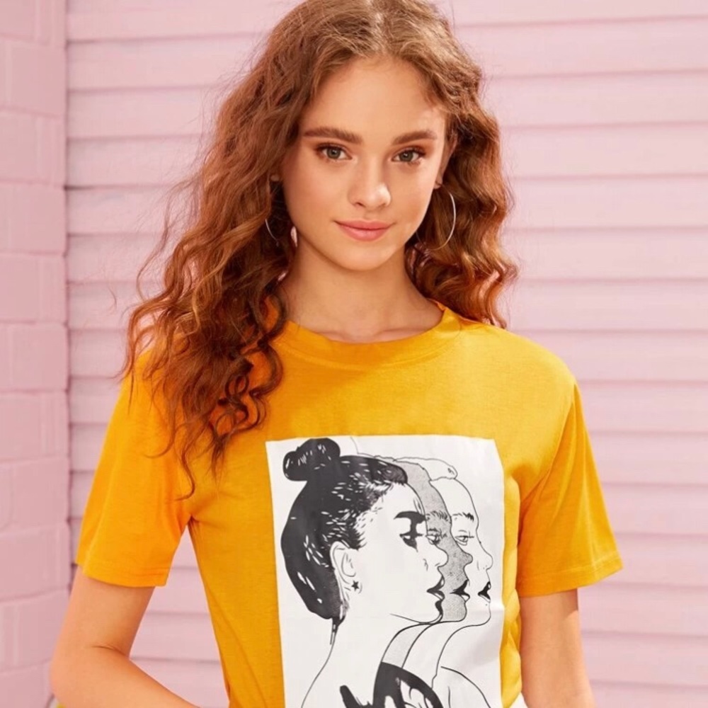 Yellow figure graphic tee